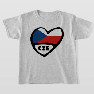 Czech Republic Country Code Flag Heart, CZE T-Shirt