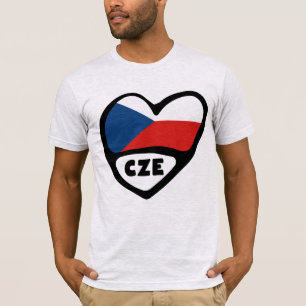 Czech Republic Country Code Flag Heart, CZE T-Shirt