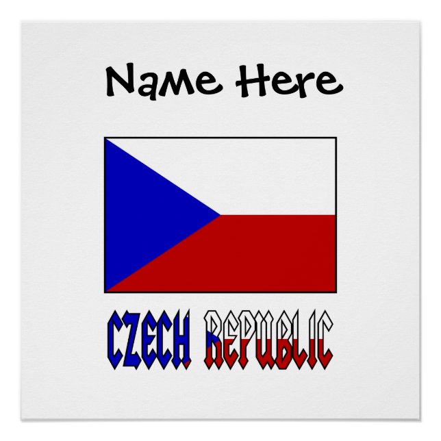 Czech Republic Czech Flag Black Personalization  Poster (Front)