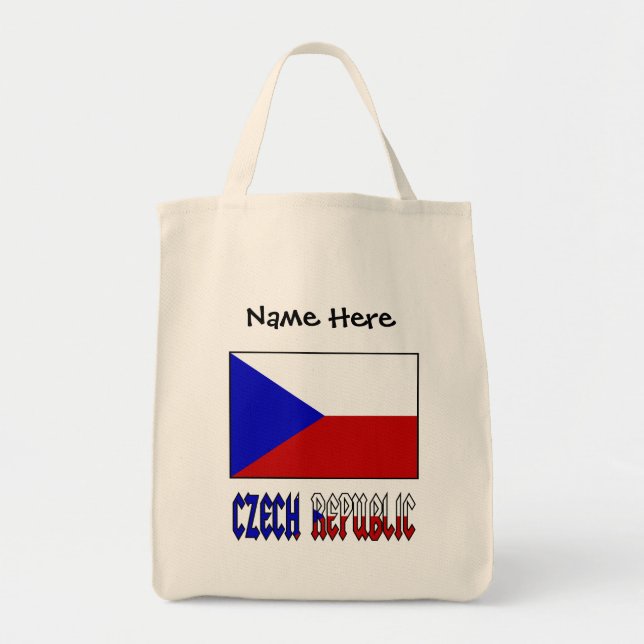 Czech Republic Czech Flag Black Personalization  Tote Bag (Front)