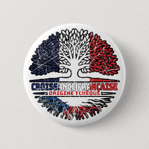 Czech Republic Czech French France Tree Roots Flag 2 Inch Round Button