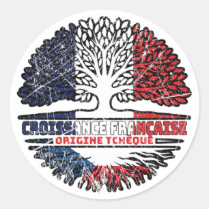 Czech Republic Czech French France Tree Roots Flag Classic Round Sticker