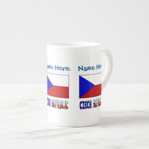 Czech Republic Czechia Flag Blue Personalization  Bone China Mug