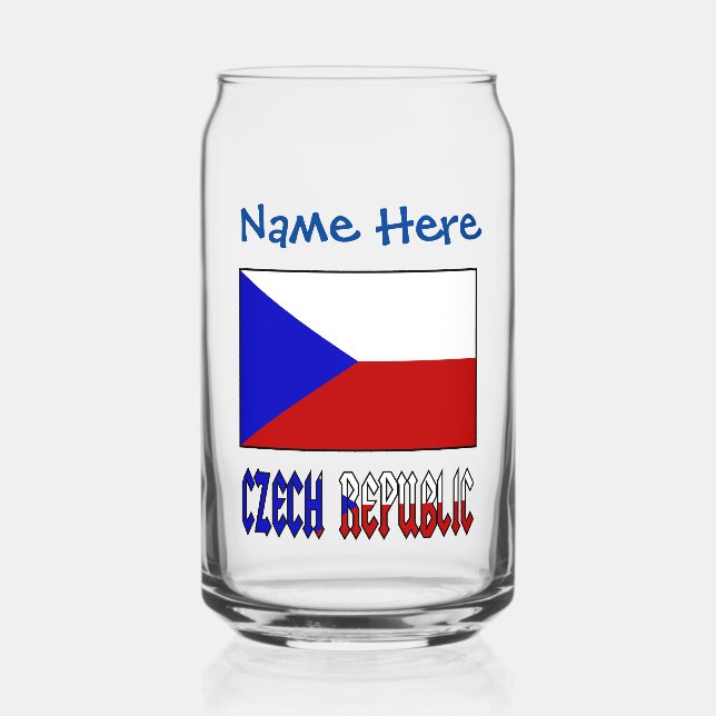Czech Republic Czechia Flag Blue Personalization  Can Glass (Front)