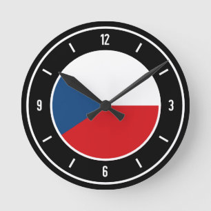 Czech Republic Flag Elegant Round Clock