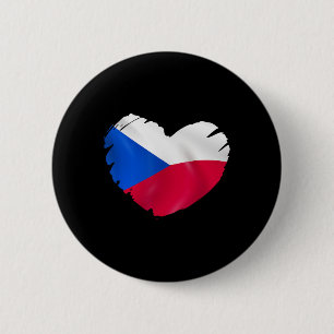 Czech Republic Flag On Shape Of Heart Czech Republ 2 Inch Round Button