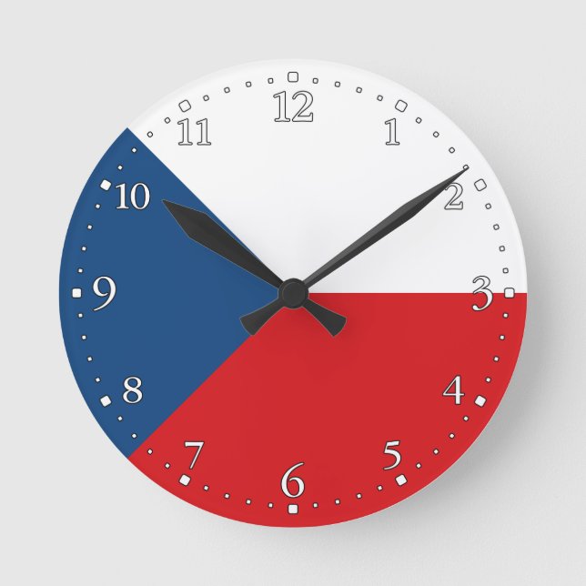 Czech Republic Flag Round Clock (Front)