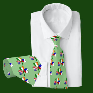 Czech Republic Flag Shamrock Tie