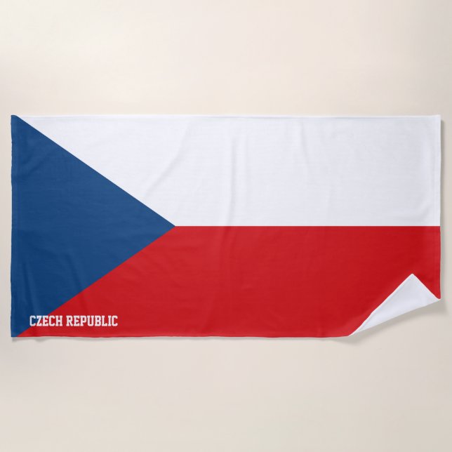 Czech Republic Flag Splendid Patriotic Beach Towel (Front)