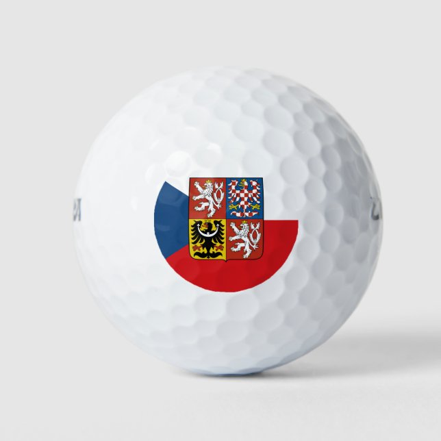 Czech Republic flag with coat of arms superimposed Golf Balls (Front)
