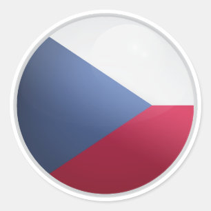 Czech Republic Glossy Circle Flag Classic Round Sticker