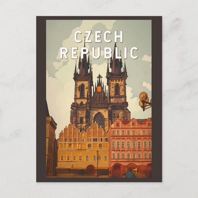 Czech Republic Illustration Travel Art Vintage Postcard (Front)