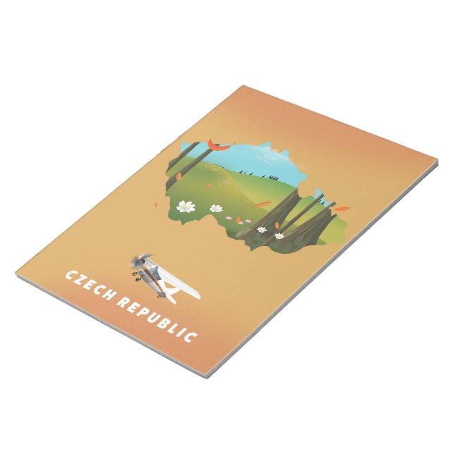Czech republic map Illustrated print poster. Notepad (Angled)