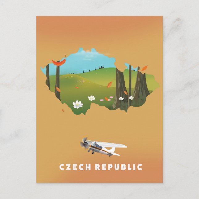 Czech republic map Illustrated print poster. Postcard (Front)