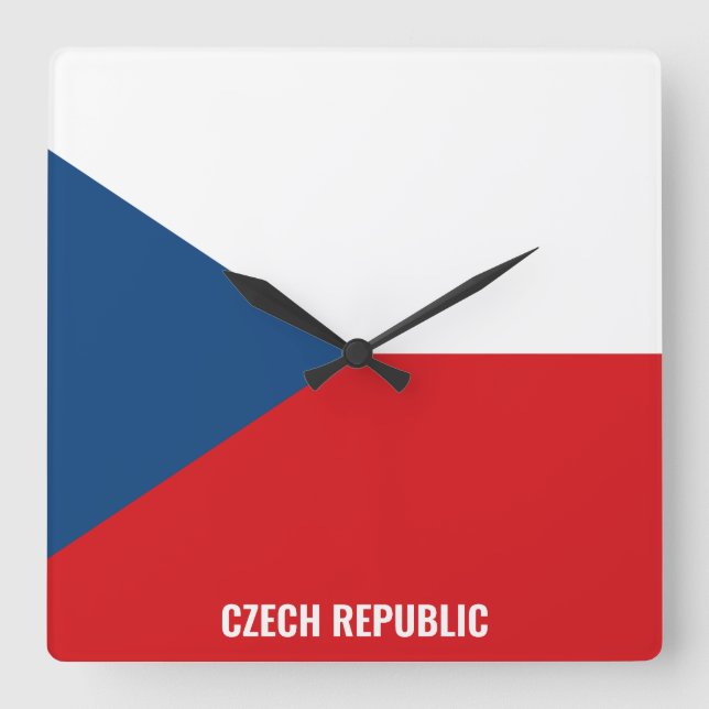 Czech Republic National Flag Patriotic Square Wall Clock (Front)