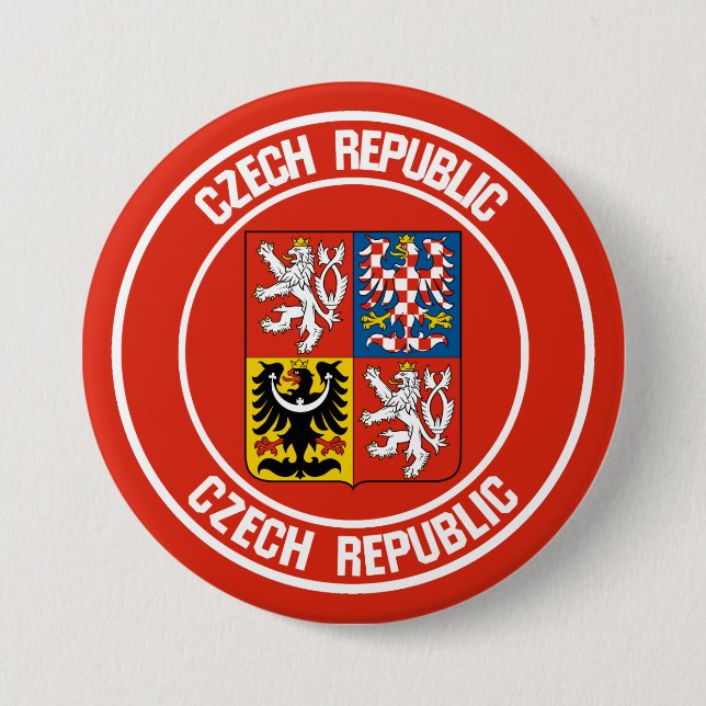 Czech Republic Round Emblem 3 Inch Round Button (Front)