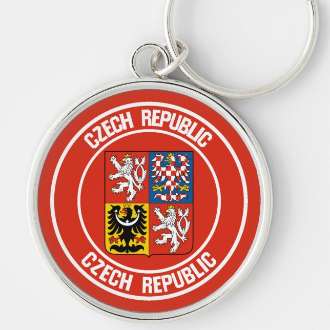 Czech Republic Round Emblem Keychain (Front)