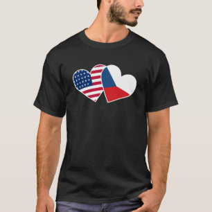Czech Republic USA Flag Heart Czech Americans Lov T-Shirt