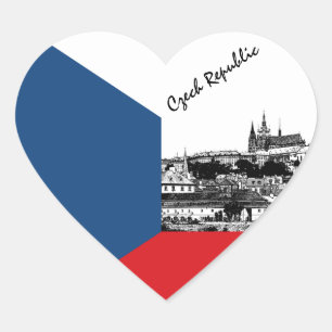Czech Sticker, Heart, Prague, Czech Flag Heart Sticker