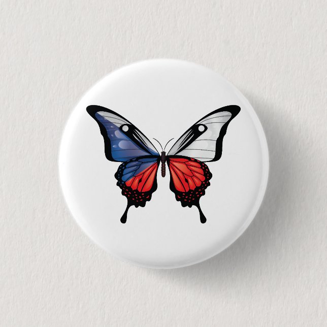 Czech Swallowtail Butterfly Flag Sticker 1 Inch Round Button (Front)