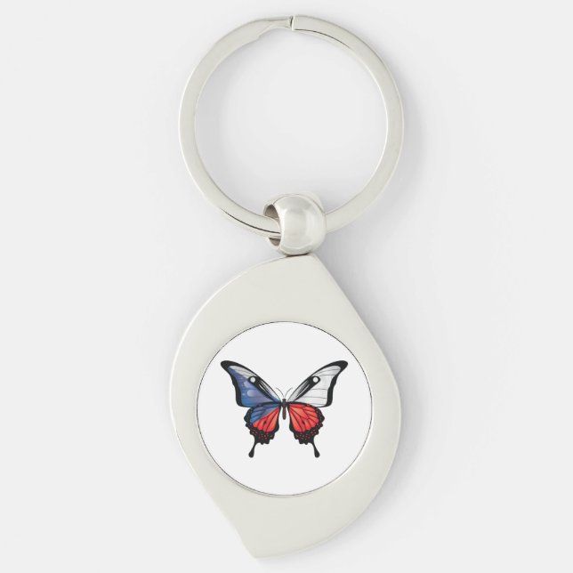 Czech Swallowtail Butterfly Flag Sticker Keychain (Front)