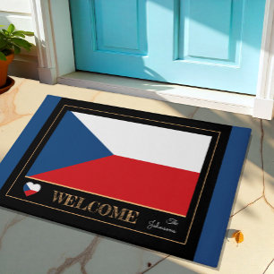 Czechia & Czech Flag house mats/sports Welcome Doormat