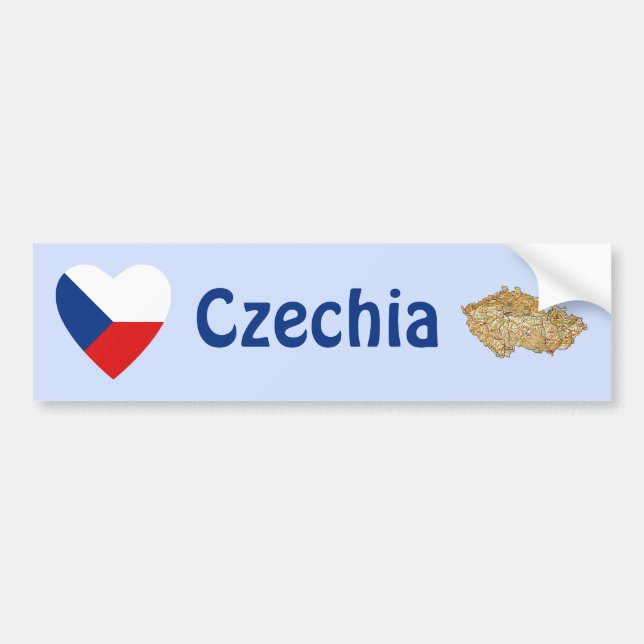 Czechia Flag Heart + Map Bumper Sticker (Front)