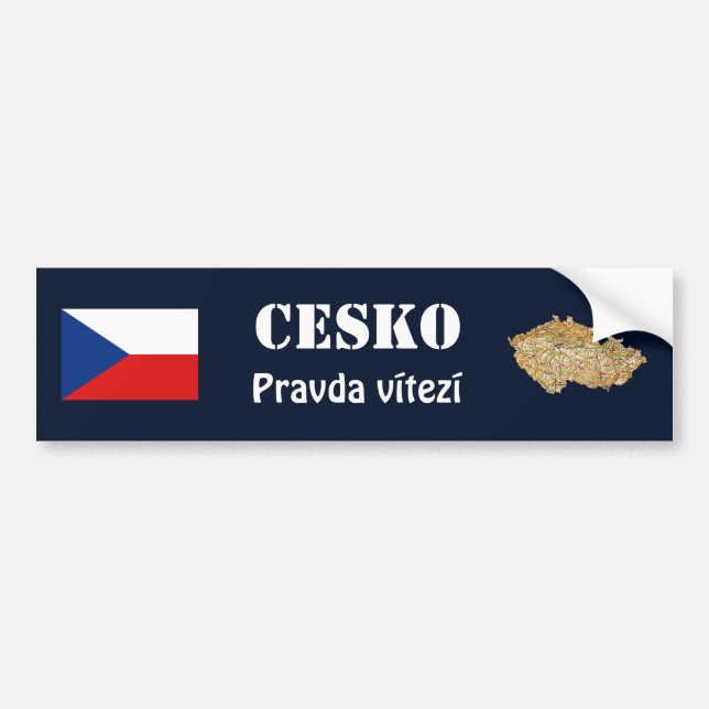 Czechia Flag + Map Bumper Sticker (Front)
