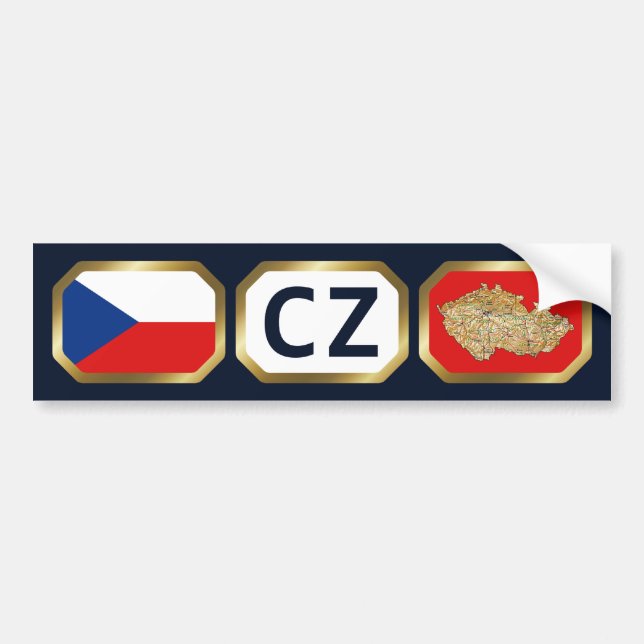 Czechia Flag Map Code Bumper Sticker (Front)