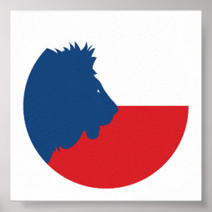Czechia Lion Czech National Animal Flag Poster