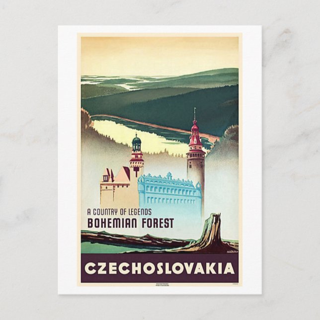 Czechoslovakia Bohemian Forest Print Postcard (Front)