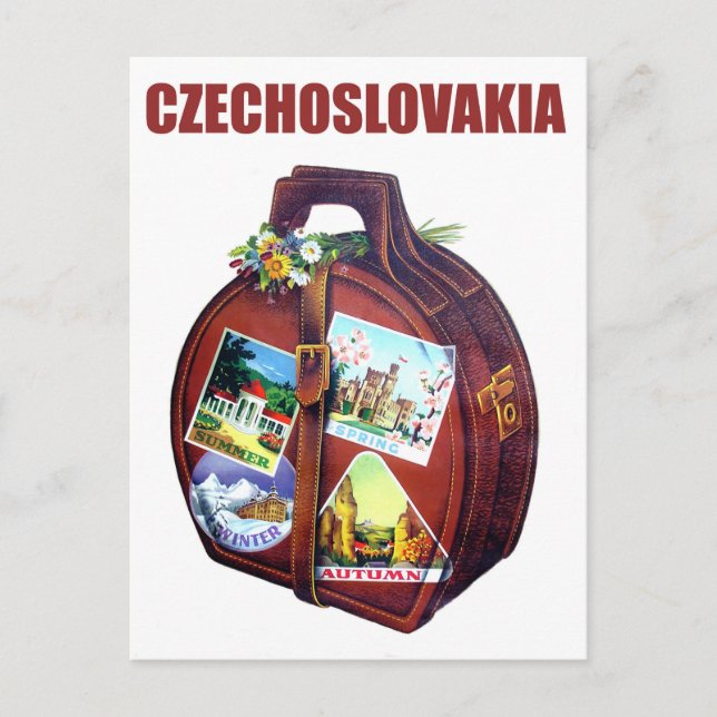 Czechoslovakia for all seasons, vintage travel postcard (Front)
