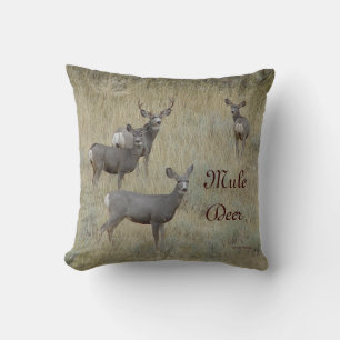D18 Mule Deer Family Throw Pillow