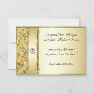 D1 Gold on Gold Damask Save the Date Card