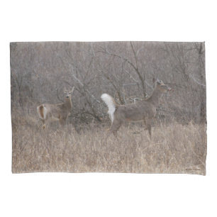D1 White-tailed Deer Spring Bucks in Brush Pillowcase