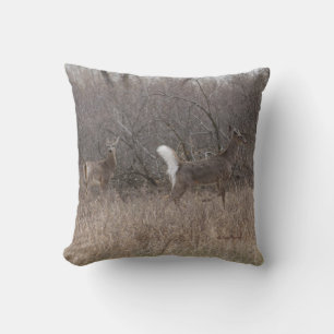 D1 White-tailed Deer Spring Bucks Throw Pillow