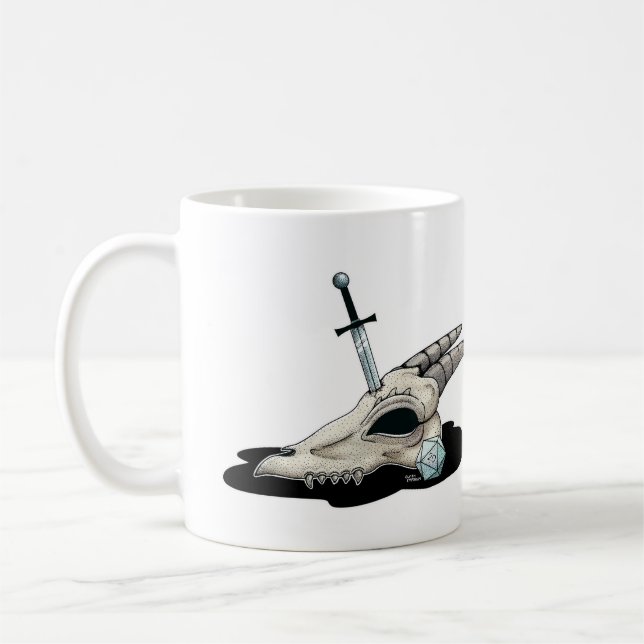 D20 and Dragon Skull Coffee Mug (Left)