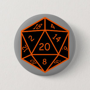 D20 Black & Orange 2 Inch Round Button