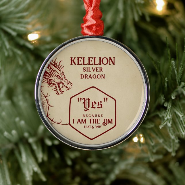 D20 Dice Celtic Dragon DND RPG Because DM Gamer Metal Ornament (Tree)