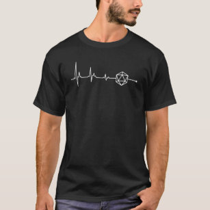 D20 Dice Heartbeat Minimalist Tabletop RPG Gaming T-Shirt