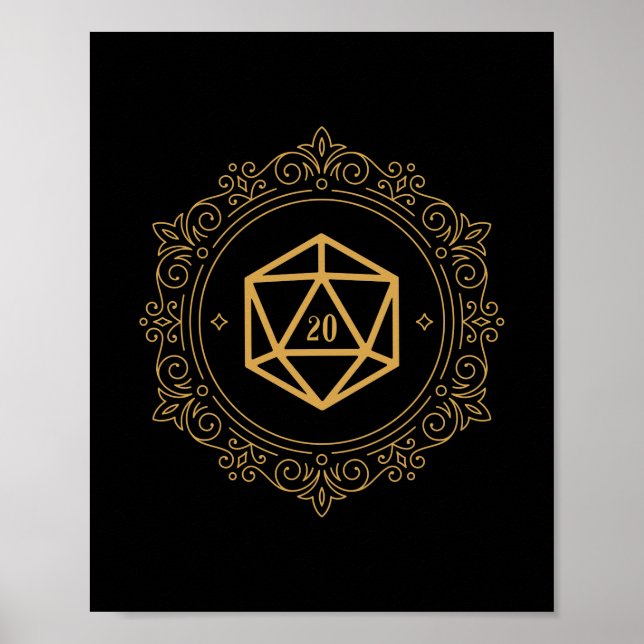 D20 Dice Monogram Tabletop RPG Poster (Front)