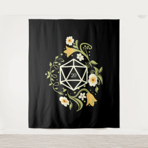 D20 Dice of Druid Flowers Tabletop RPG Tapestry