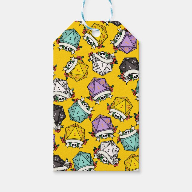 D20 Dice Set Pattern Gift Tags (Front)