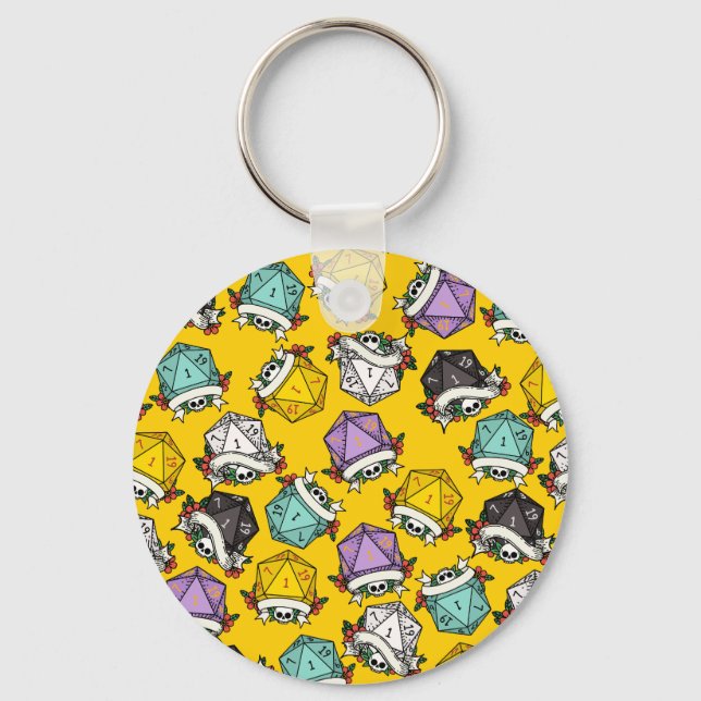 D20 Dice Set Pattern Keychain (Front)