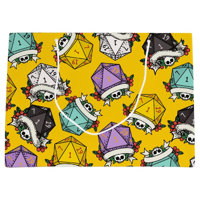 D20 Dice Set Pattern Large Gift Bag (Front)