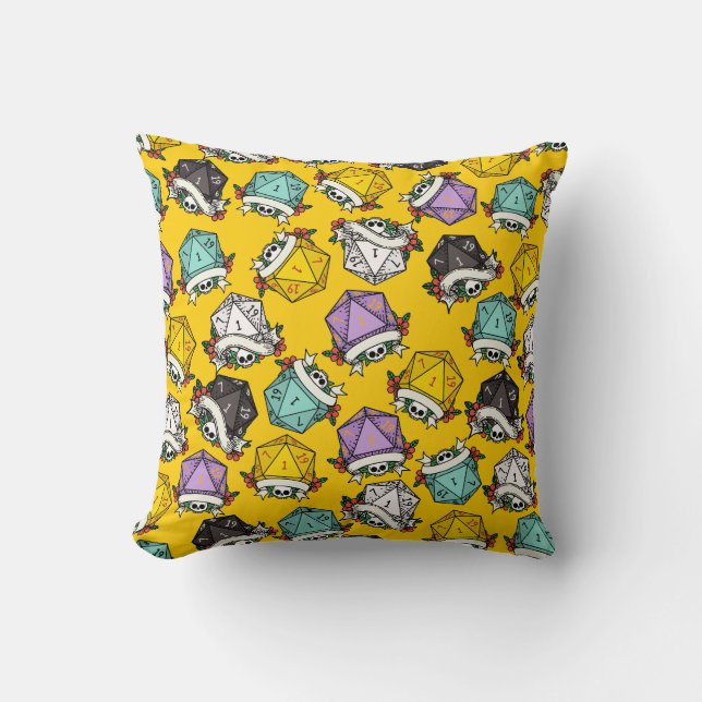 D20 Dice Set Pattern Throw Pillow (Front)