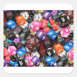 d20 dice square sticker