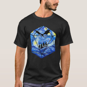 D20 Dragon T, Starry Night D20 Tee, D20 Dice Art T-Shirt