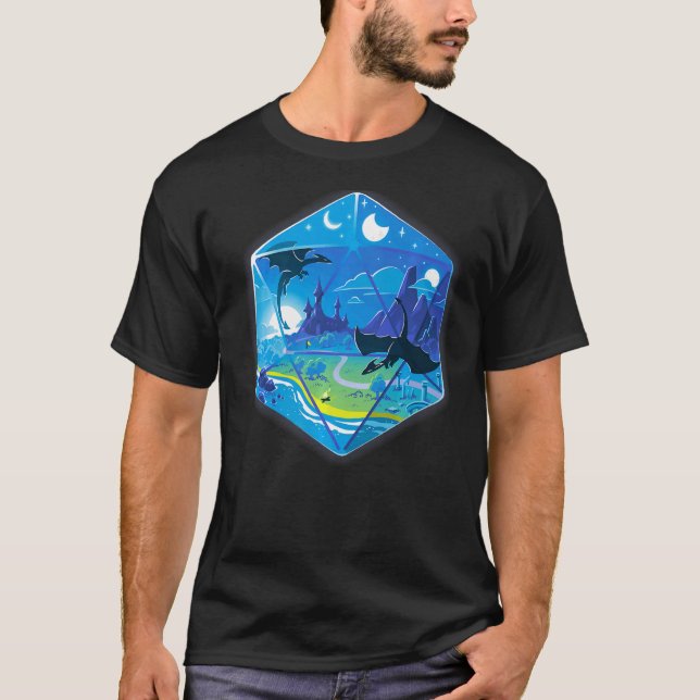D20 Landscape Dungeons D20 Dragon T-Shirt (Front)