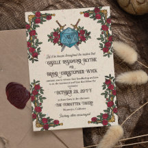 D20 Monogram Red Roses RPG Themed Wedding